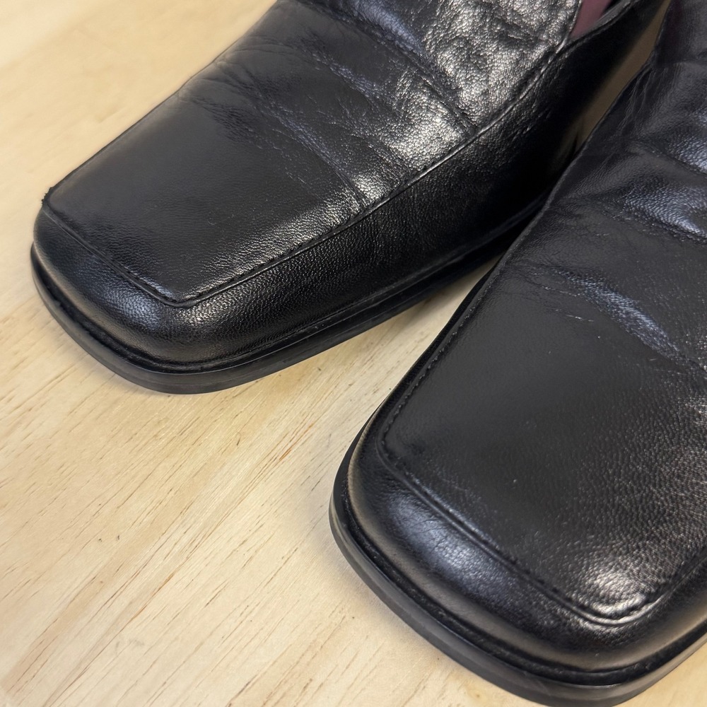 Etienne Aigner Status Black Leather Square Toe Block Heel Loafer Pumps Women 10M - Picture 8 of 16